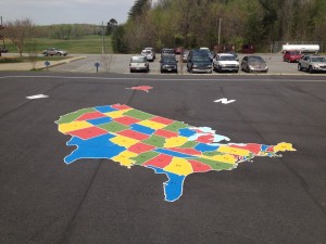 U.S. map painted by physical education students