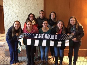Group photo with the classic Longwood scarf and the 2015 NCHC scarf
