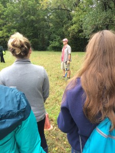 Archaeologist standing where Powhatan's house likely stood