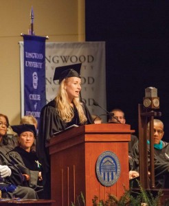 Recently elected Board of Visitors Rector Colleen McCrink Margiloff ’97, speaking at Convocation in 2012